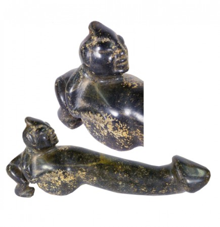 Sadigh Gallery's Asian Jade Phallus with a Standing Figure 1200 AD (9 ½" x 3 ½")